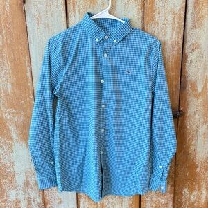 Vineyard Vines Blue Checkered Kids Button Down Shirt